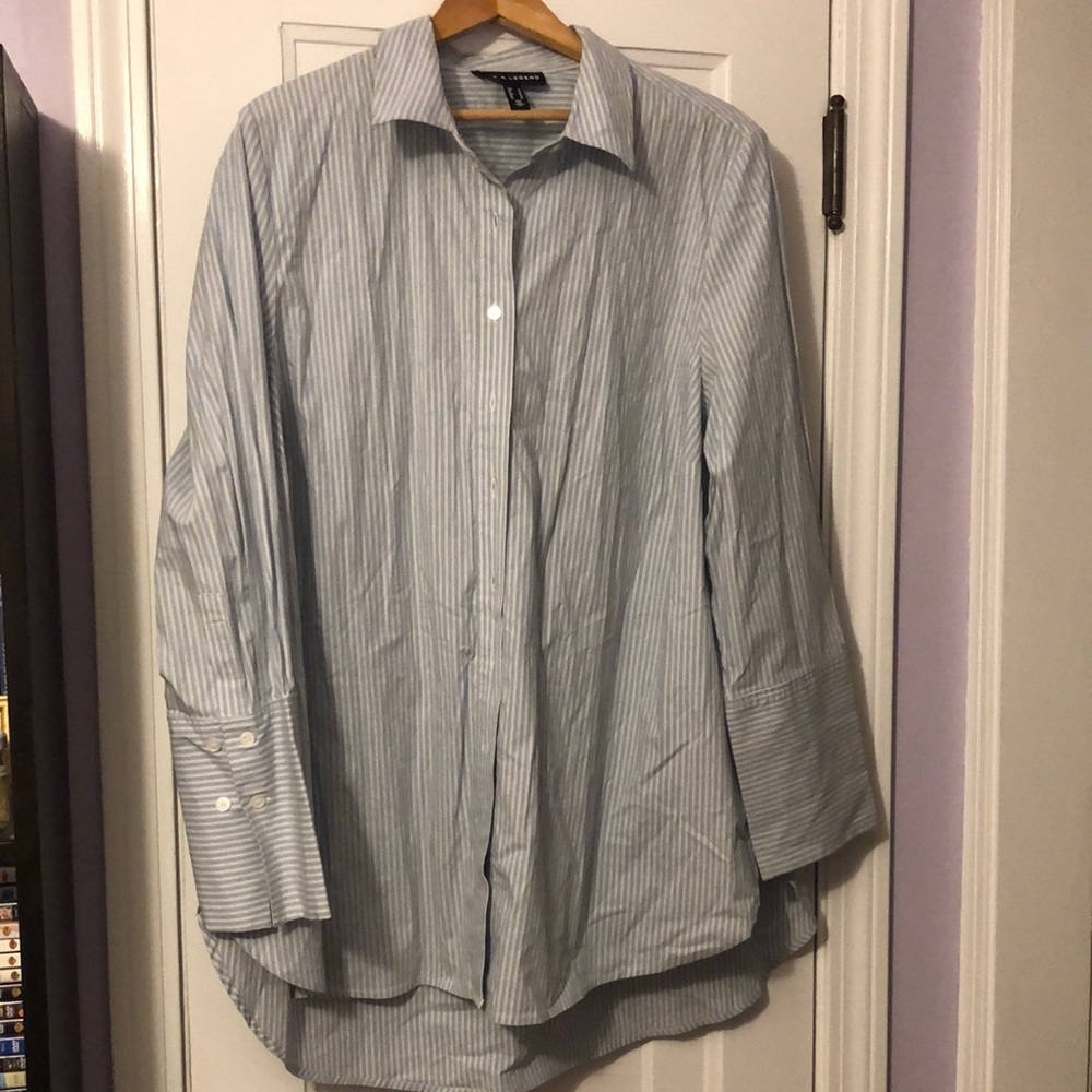 Love and Legend blue and white stripped button down women’s blouse. Size 18